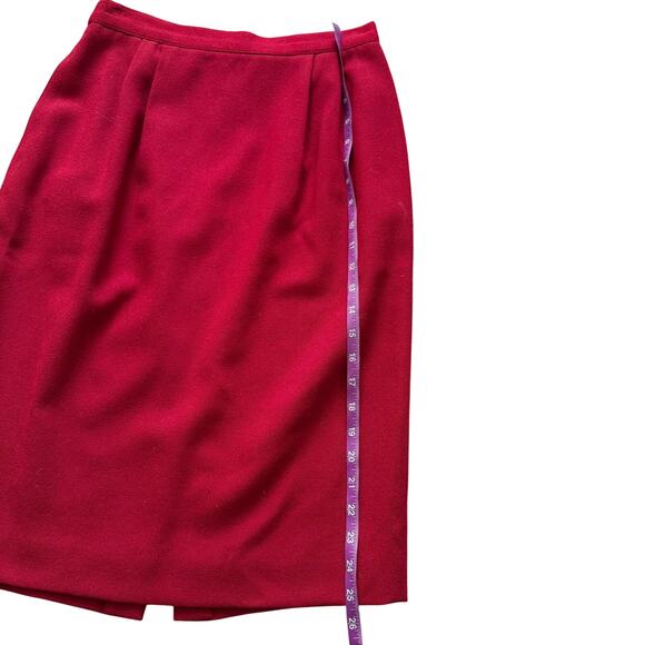 VTG Talbots 100% Wool Skirt Women's Sz 6 8 10 Red Pencil straight Vintage Midi - Picture 14 of 15